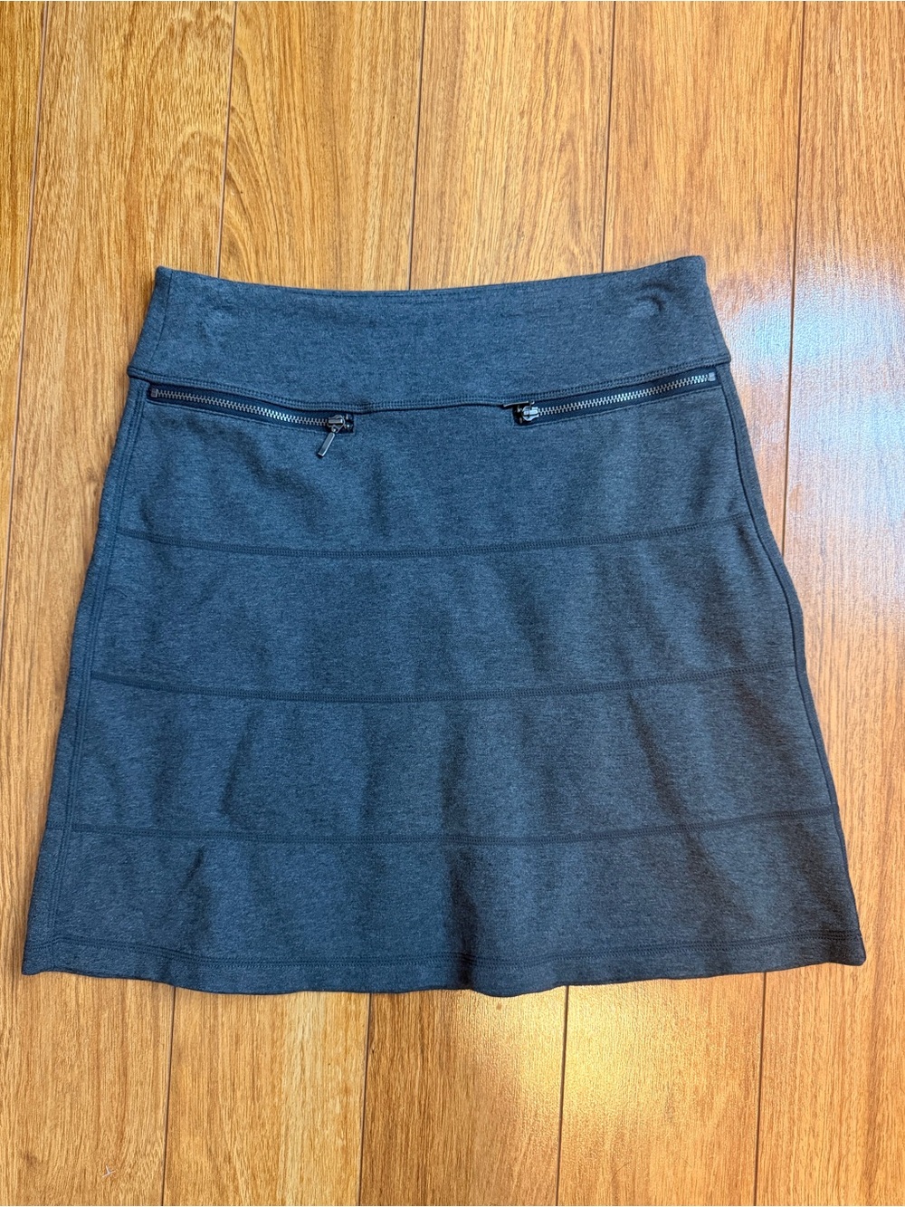 Athleta Dark Gray A-Line Skirt with Front Zip Accents XS